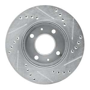 Dodge Verna Brake Rotor (1) - Front Left - R1 Concepts - Drilled & Slotted - Silver - `03-`06